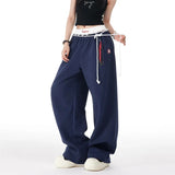 Women Cool High Waisted Loose Blue Sweatpant