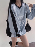 Oversized V-Neck Sports Sweatshirt