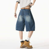 Gradient Washed Loose Casual Denim Short