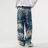 Vibrant Mosaic Checkerboard Printed Jeans