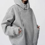 Irregular Design Double Zipper Hooded Sweatshirt