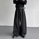 Pleated Style Solid Color Thickened Loose Pants