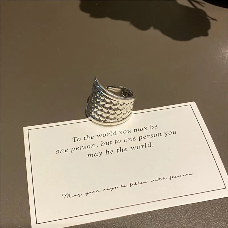 Women Sterling Silver Irregular Geometric Ring