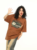 Vintage Alphabet Print Loose Cotton T-Shirt