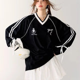 Y2K Streetwear Gidyq Vintage Sports V-Neck T-Shirt
