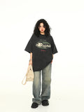 Vintage Alphabet Print Loose Cotton T-Shirt