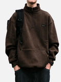 Japanese Streetwear Corduroy Half Zip Sweatshirt