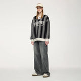Striped Wheel Star Design Sweater