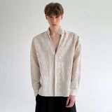 Luxury Pearl Patchwork Long Sleeve Shirt