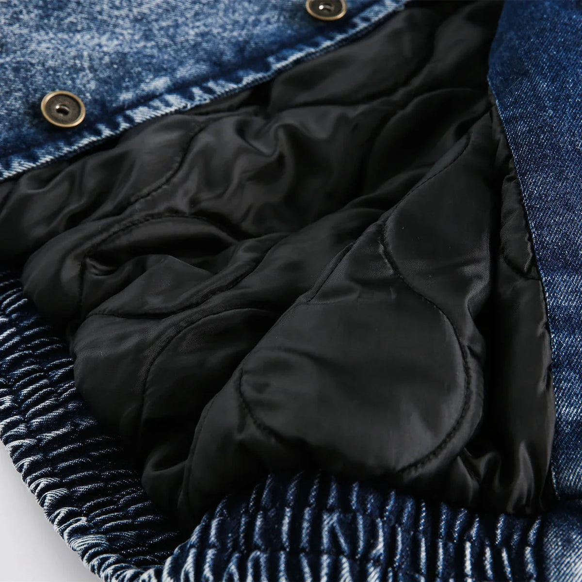 Y2K Thick Winter Patchwork Denim Jacket