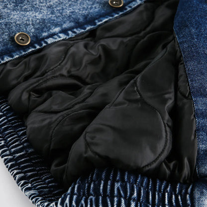 Y2K Thick Winter Patchwork Denim Jacket