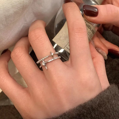 Romantic Pearl  Double Layer Star Ring