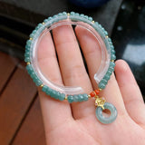 Bohemian Jade Peace Button Pendant Bracelet