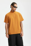 Model wearing the orange The Urban Zip T-Shirt