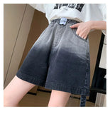 Women Black Cool High Waist Denim Short