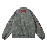 Winter High Street Flame Letter Leather Jacket