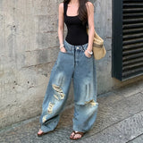 Vintage American Style Retro Ripped Baggy Jeans