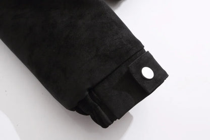 Retro High Street Spliced Fur Collar Zipper Jacket
