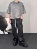 Streetwear Wide Leg Workwear Leather Cargo Pants