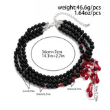 Blood Pattern Imitation Pearl Tassel Necklace
