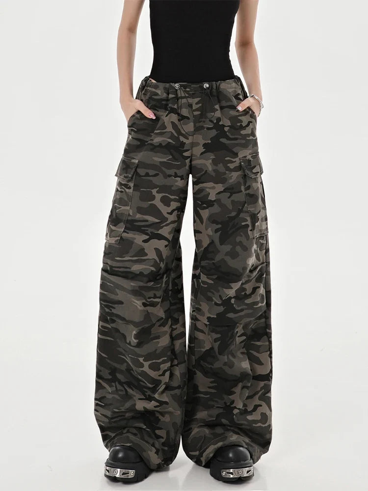 High Waist Camouflage Cargo Pants