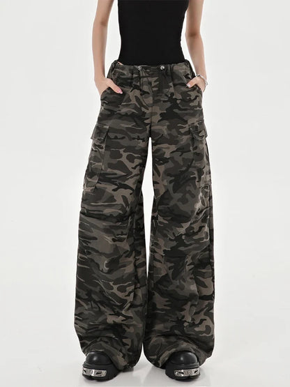 High Waist Camouflage Cargo Pants