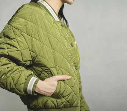 Retro Green Diamond Quilted Padded Jacket