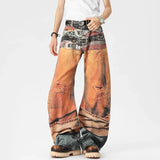Original Pattern Loose Casual Wide Leg Jeans