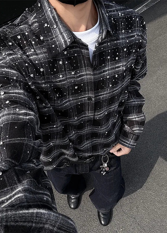 Breathable Starry Grid Long Sleeve Shirt