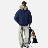 Y2K High Quality Detachable Fur Hooded Jacket