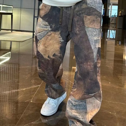 Retro Oversize Color Block Tapered Pants