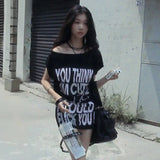 Vintage Grunge Aesthetics Off Shoulder T-Shirt