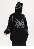 Y2K Spider Embroidery Zip-Up Hoodie