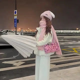 Soft Pink Leopard Print Shoulder Faux Fur Bag