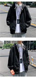 Zip Up Cardigan Solid Black Hoodie