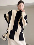 Women Retro Cozy Striped Knit Sweater