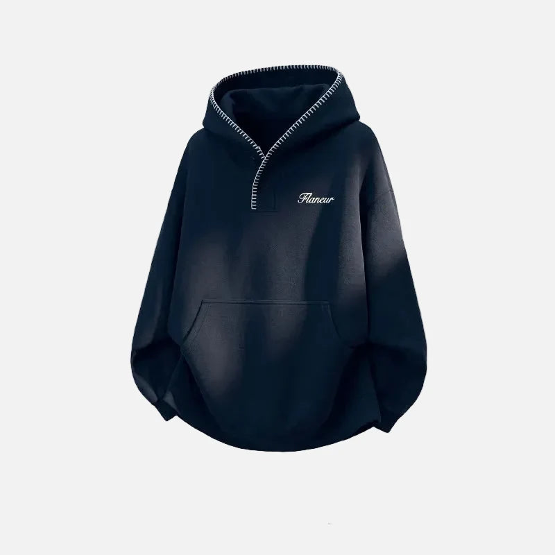 Streetwear Hip Hop Heavyweight Half Breasted Hoodie