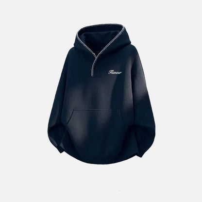 Streetwear Hip Hop Heavyweight Half Breasted Hoodie