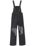 Y2K Wide-leg Black Ripped Denim Jumpsuit