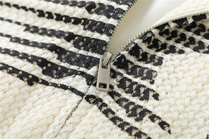 Lightweight Hip Hop Zip-Up Hooded Knitted Sweatshirt