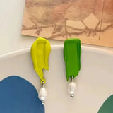 Colorful French Retro Pearl Drop Earrings