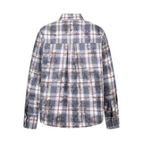 Y2K Retro Vintage Tie-Dyed Plaid Long-Sleeve Shirt