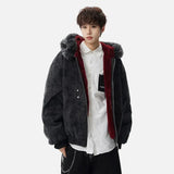 Stylish Warm Fleece Lined Hooded Fur Jacket