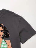 Stylish Gray Cotton Print T-Shirt
