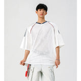 Casual Japanes Style Breathable Mesh V-Neck T-Shirt