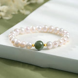Stunning Jade Pearl Chinese Style Bracelet