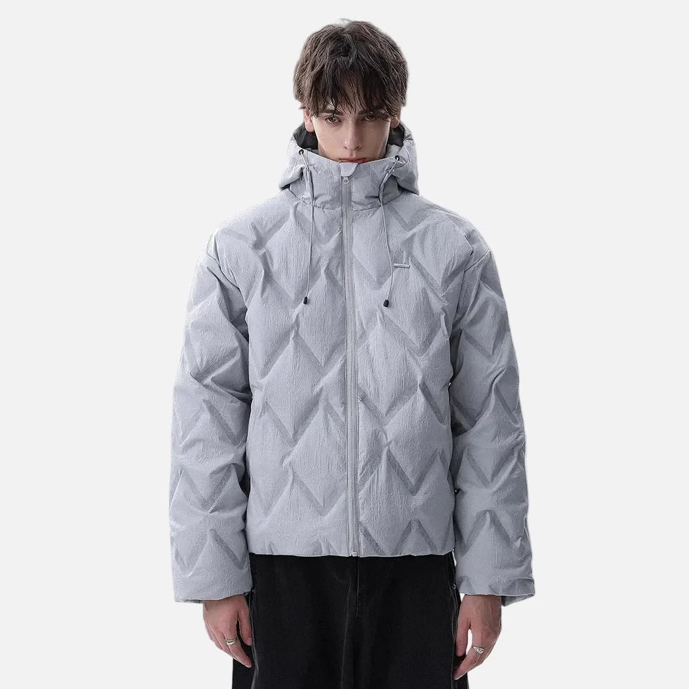 Premium Rhombus Plaid Hooded Windbreaker Jacket