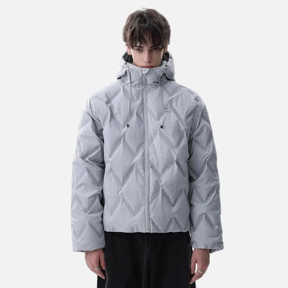Premium Rhombus Plaid Hooded Windbreaker Jacket
