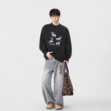 Comfortabl Deer Santa Print Sweater