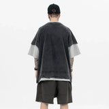Vintage Patchwork Ripped Sleeve T-Shirt